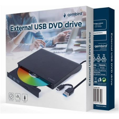 Gembird DVD-RW USB 3.1 Slim External Black | Giga Informatika