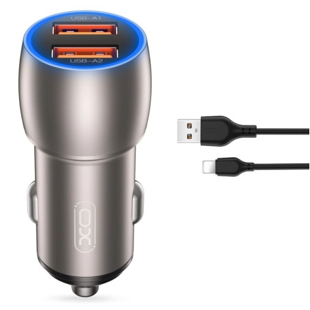 XO CC52 Car charger +  Lightning Cable 36W Gray | Giga Informatika