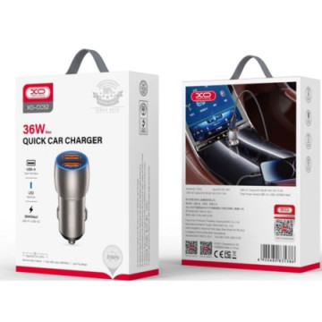 XO CC52 Car charger +  Lightning Cable 36W Gray | Giga Informatika