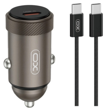 XO CC70 Car charger 30W + Type-C Cable Black | Giga Informatika