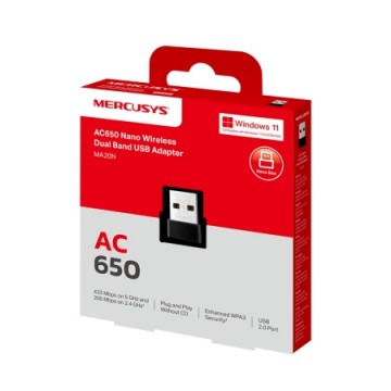 Mercusys MA20N AC650 Wireless Nano USB Adapter | Giga Informatika