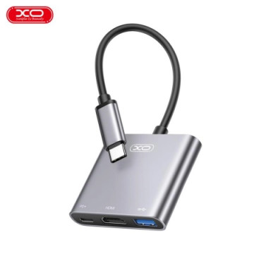 XO HUB011 USB Type-C Multi-hub 3in1 | Giga Informatika