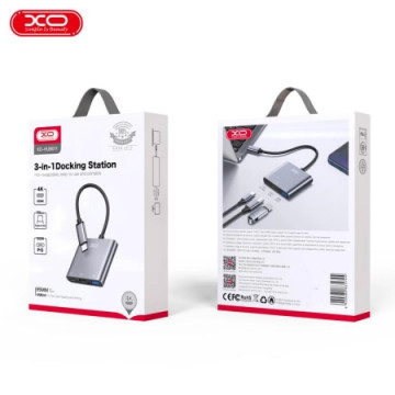 XO HUB011 USB Type-C Multi-hub 3in1 | Giga Informatika