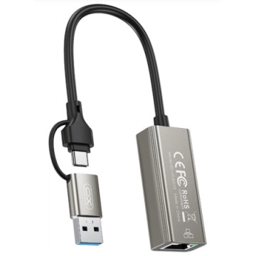 XO HUB018 USB to Type-C 2-in-1 RJ45 hub 2in1 | Giga Informatika