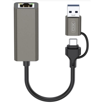 XO HUB018 USB to Type-C 2-in-1 RJ45 hub 2in1 | Giga Informatika