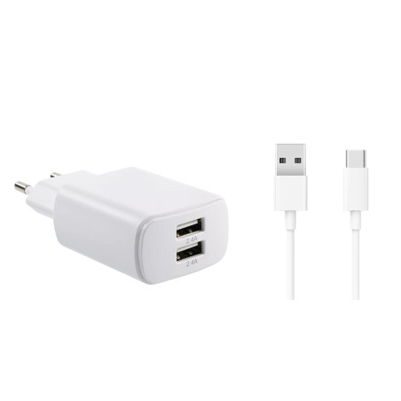 XO L109 Dual USB 2.4A Charger + Type-C cable