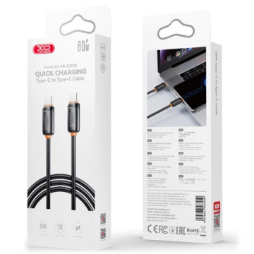 XO NB-Q302B High Speed Type-C 60W Cable 1m Black