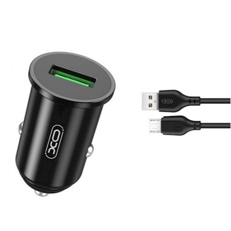 XO TZ12 Car charger QC3.0 18W + Micro USB Cable 1m