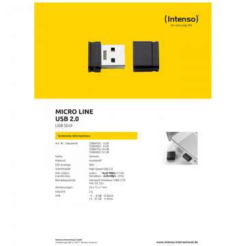 (Intenso) USB Flash drive 4GB Hi-Speed USB 2.0, Micro Line - ML4