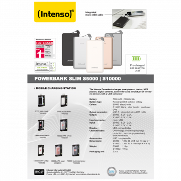 (Intenso) Punjač prijenosni za mobitele i tablete 5000mAh, slim - POWERBANK slim 5000