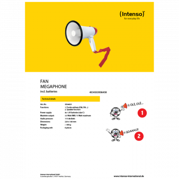 (Intenso) Megafon, navijački, 5 W, 115 dB - 9504001