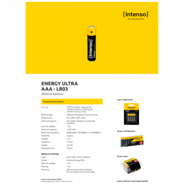 (Intenso) Baterija alkalna, AAA LR03/4, 1,5 V, blister 4 kom