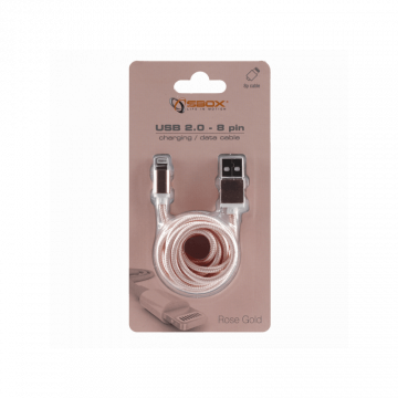 SBOX kabal USB - IPH.7 M/M 1,5M BLISTER Zlatno Roza