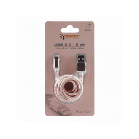 SBOX kabal USB - IPH.7 M/M 1,5M BLISTER Zlatno Roza