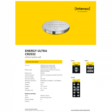 (Intenso) Baterija litijska, CR2032/6, 3 V, dugmasta, blister  6 kom