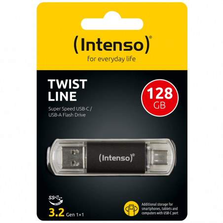 (Intenso) USB Flash drive 128GB, USB 3.2, USB-C, USB-A, Twist Line - USB3.2-128GB/Twist Line