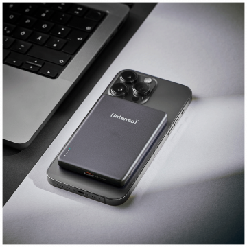 (Intenso) Prijenosni punjač, MagSafe, 5000mAh, bežični, sivi - POWERBANK MW5000 Gray