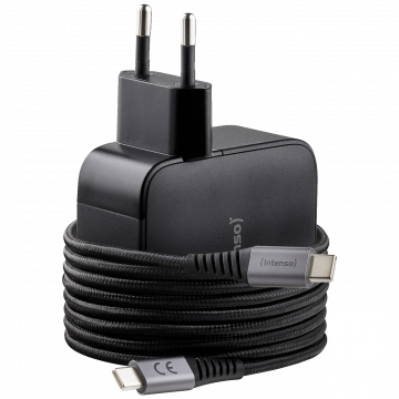 (Intenso) Punjač kučni sa type C kabelom, brzi, 1xUSB-A, 2xUCB-C, 100W - Adapter W100ACC GaN + C520C Cable