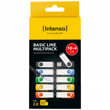 (Intenso) USB Flash Drive 4GB Hi-Speed, Basic Line, pakiranje 10 kom. - USB 2.0-10x4GB/Basic Line Multipack