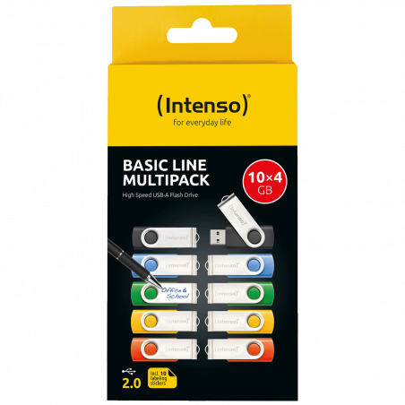 (Intenso) USB Flash Drive 4GB Hi-Speed, Basic Line, pakiranje 10 kom. - USB 2.0-10x4GB/Basic Line Multipack