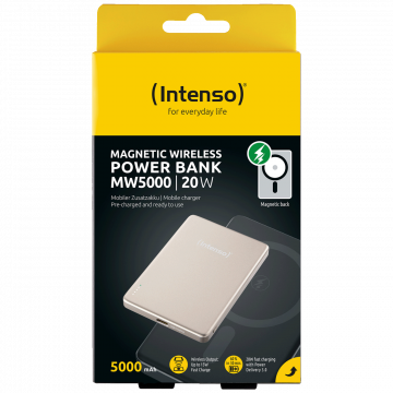 (Intenso) Prijenosni punjač, MagSafe, 5000mAh, bežični, Champagne - POWERBANK MW5000 Champagne