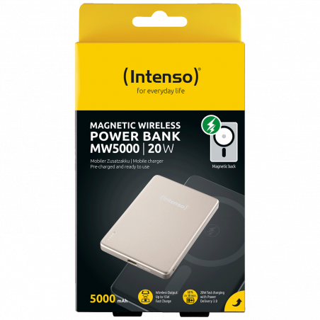 (Intenso) Prijenosni punjač, MagSafe, 5000mAh, bežični, Champagne - POWERBANK MW5000 Champagne