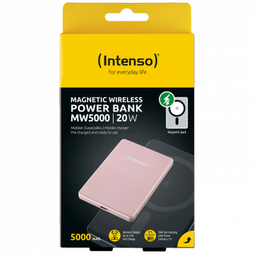 (Intenso) Prijenosni punjač, MagSafe, 5000mAh, bežični, Rose - POWERBANK MW5000 Rose
