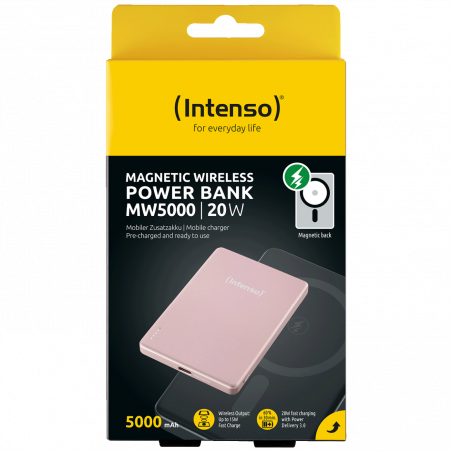 (Intenso) Prijenosni punjač, MagSafe, 5000mAh, bežični, Rose - POWERBANK MW5000 Rose