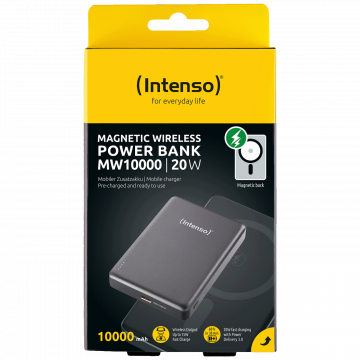 (Intenso) Prijenosni punjač, MagSafe, 10000mAh, bežični - POWERBANK MW10000 Gray