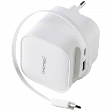 (Intenso) Punjač kučni sa type C kabelom, brzi, 1xUSB-A, 1xUCB-C, 65W - Power Adapter W65ACIC GaN White