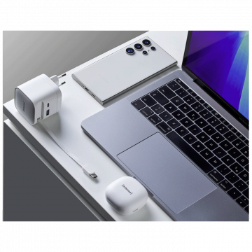 (Intenso) Punjač kučni sa type C kabelom, brzi, 1xUSB-A, 1xUCB-C, 65W - Power Adapter W65ACIC GaN White