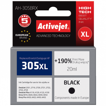 Activejet Tinta za printer, HP 305XL, crna, zapremina 20 ml. - AH-305BRX