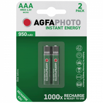 AgfaPhoto Punjiva baterija, AAA, 1.2 V, 950 mAh, blister 2 kom. - R2U Micro