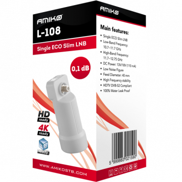Amiko LNB Single, sum 0,1dB, vodonepropusan - L-108