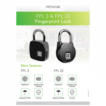 Amiko Lokot/katanac sa otiskom prsta ( fingerprint ), IP66 - FPL-22