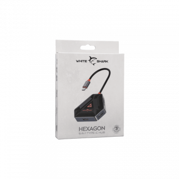 White Shark USB-C HUB HEXAGON 6 u 1
