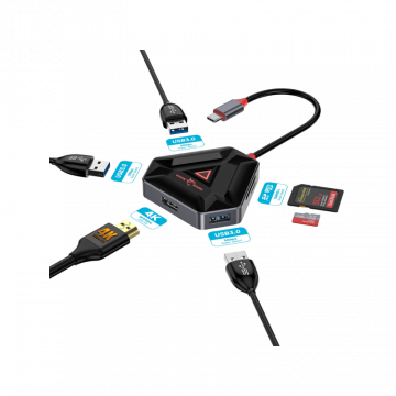 White Shark USB-C HUB HEXAGON 6 u 1