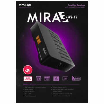 Amiko Prijemnik satelitski, DVB-S/S2, Full HD, USB, WiFi - MIRA3 WIFI