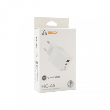 SBOX USB KUĆNI PUNJAČ HC-45 / 2 ULAZA 45W GAN