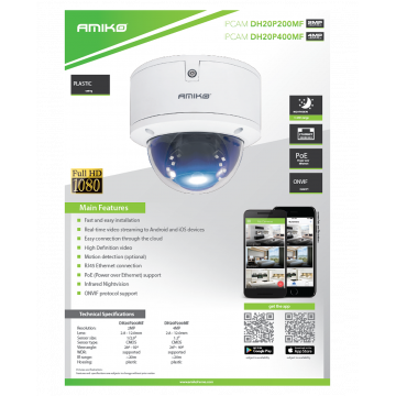 Amiko Home Kamera IP 2 MP, PoE, 1/2.9" SONY CMOS, HD Lens 2,8 - 12mm - DH20P200MF