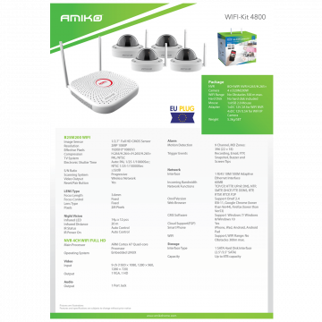Amiko Home Set za video nadzor, 9ch, 4 x kamera, 2.0 Mpixel, WiFi - CCTV KIT 4800