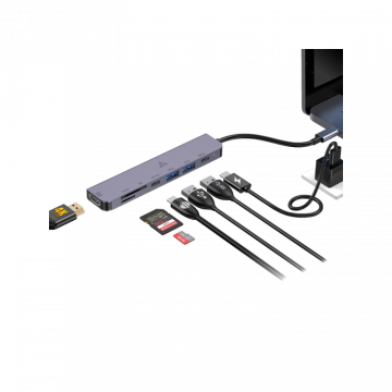 SBOX ADAPTER USB TYPE-C 7u1 HUB H-999 USB-C