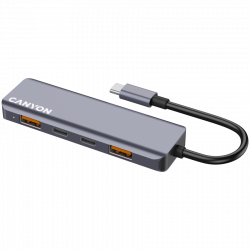 CANYON DS-18 5in1 USB-C hub adapter, siva | Giga Informatika