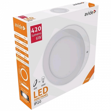 Avide Plafonjera LED, 6W, 420 lm, 4000K, IP20 - ACSMNW-R-6W-ALU