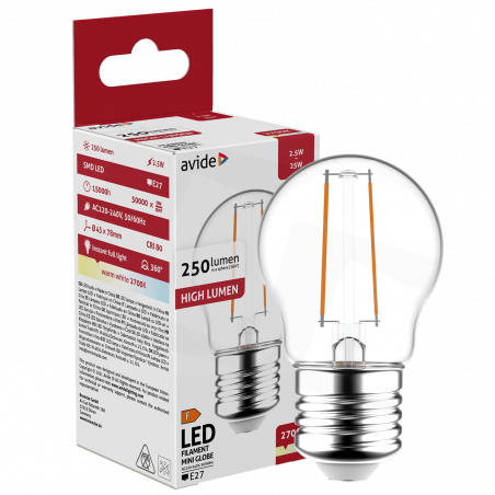 Avide Sijalica, LED 2.5W, E27, 2700K, 360°, 230V AC - Mini Globe 2.5W E27