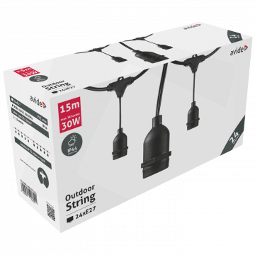 Avide Kabel sa 24 sijaličnih grla E27, dužina 15 met., Outdoor - Outdoor E27 String 15m