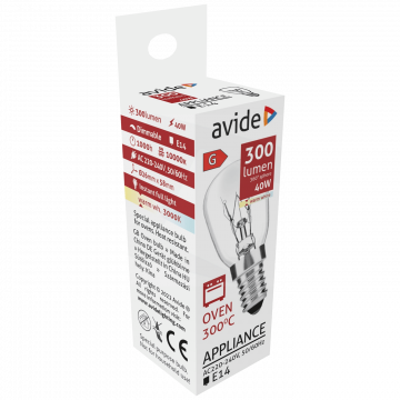 Avide Sijalica za pećnicu, 40W, E14, 3000K, 300 °C, IP20 - Oven 300 °C bulb 40W E14