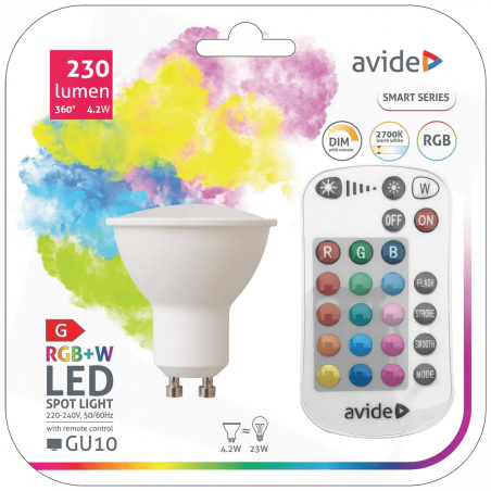 Avide Pametna sijalica, LED 4.2W, GU10, RGB+W, daljinski - Smart LED GU10 4.9W