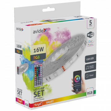 Avide LED traka sa daljinskim upravljačem,RGB,16W,12V,5 met.,WiFi - ALSB5050RGBTUYA44-5M