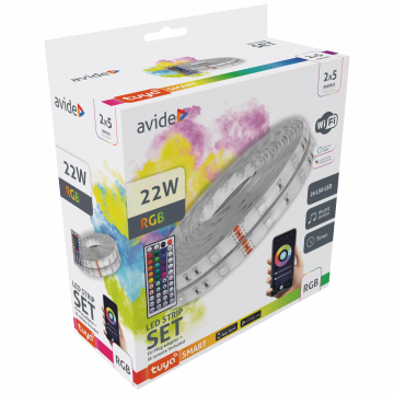 Avide LED traka sa daljinskim upravljačem,RGB,22W,12V,10 met.,WiFi - ALSB5050RGBTUYA44-10M